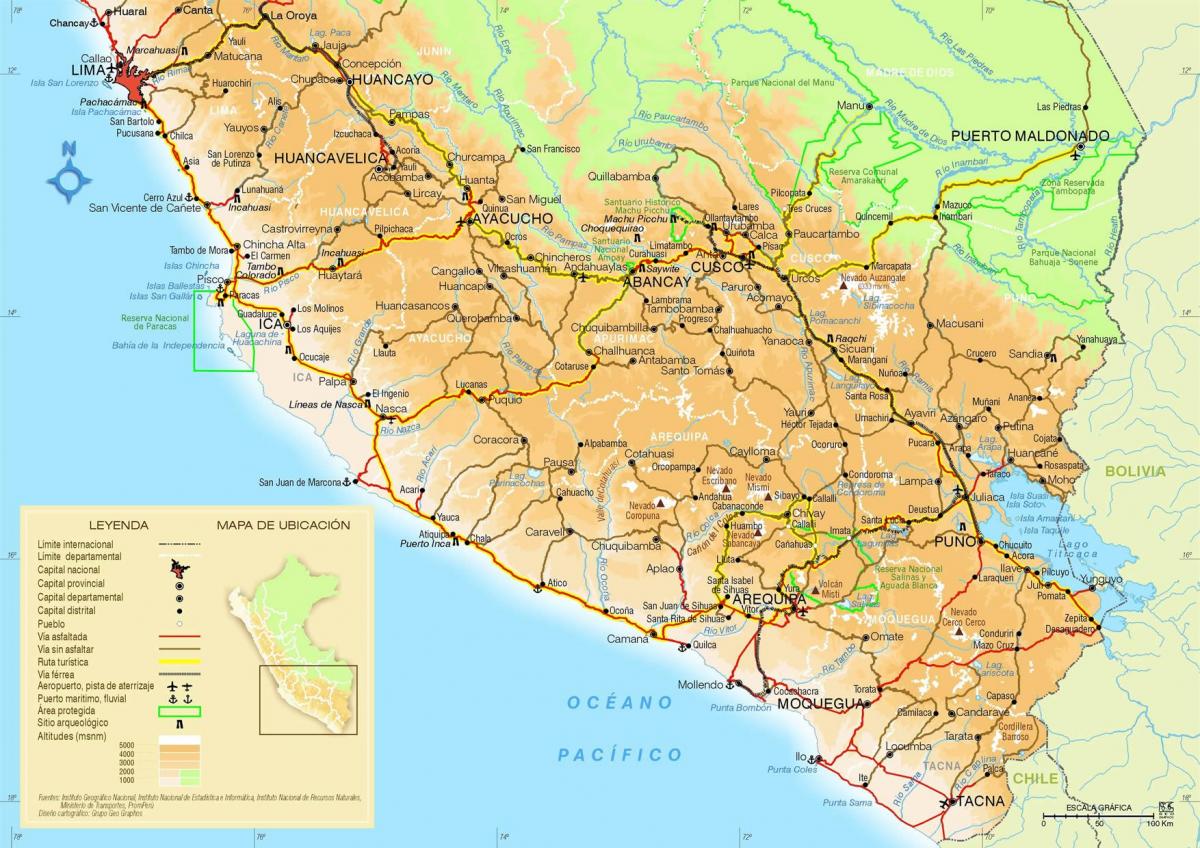 mapa Południowego Peru