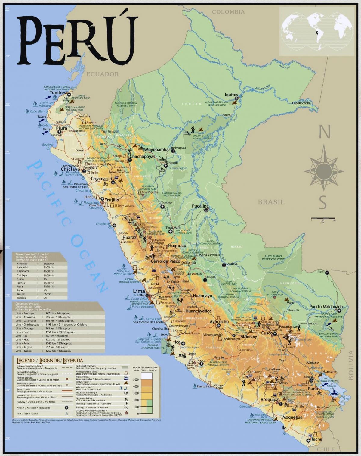 Peru atrakcje na mapie
