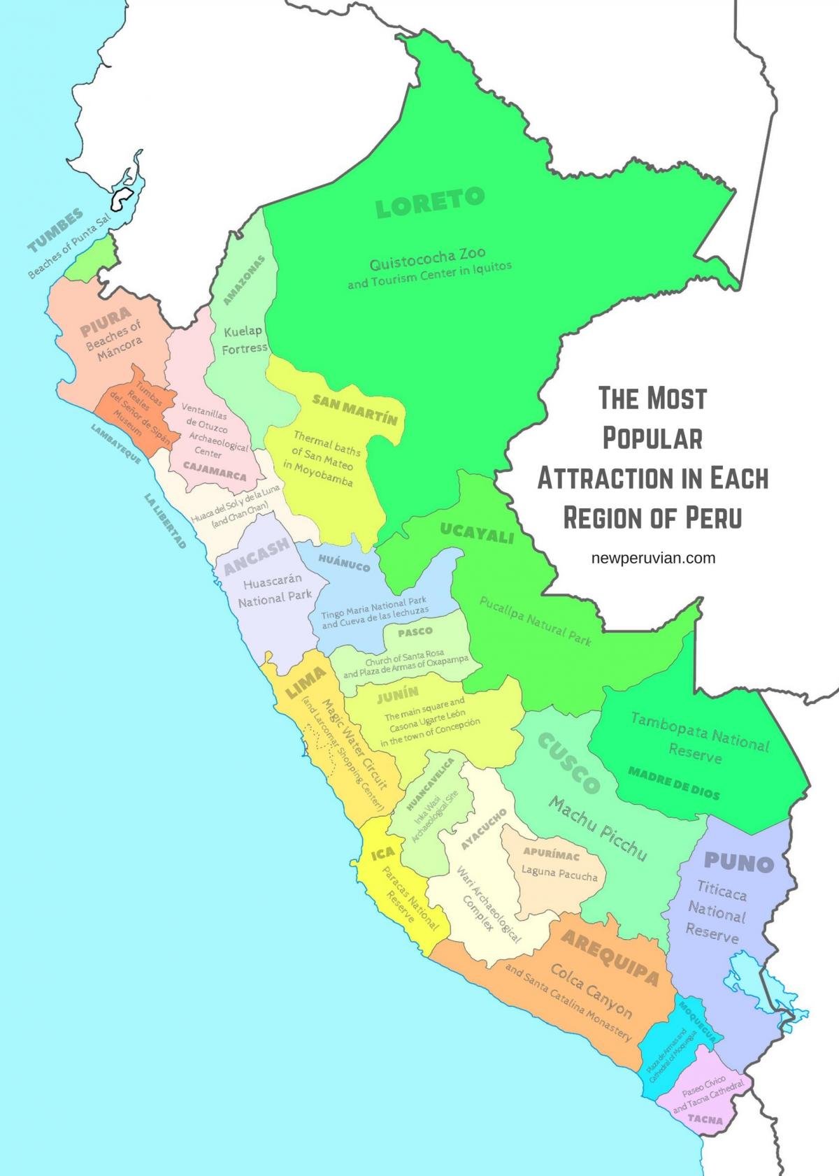 mapa Peru zabytki