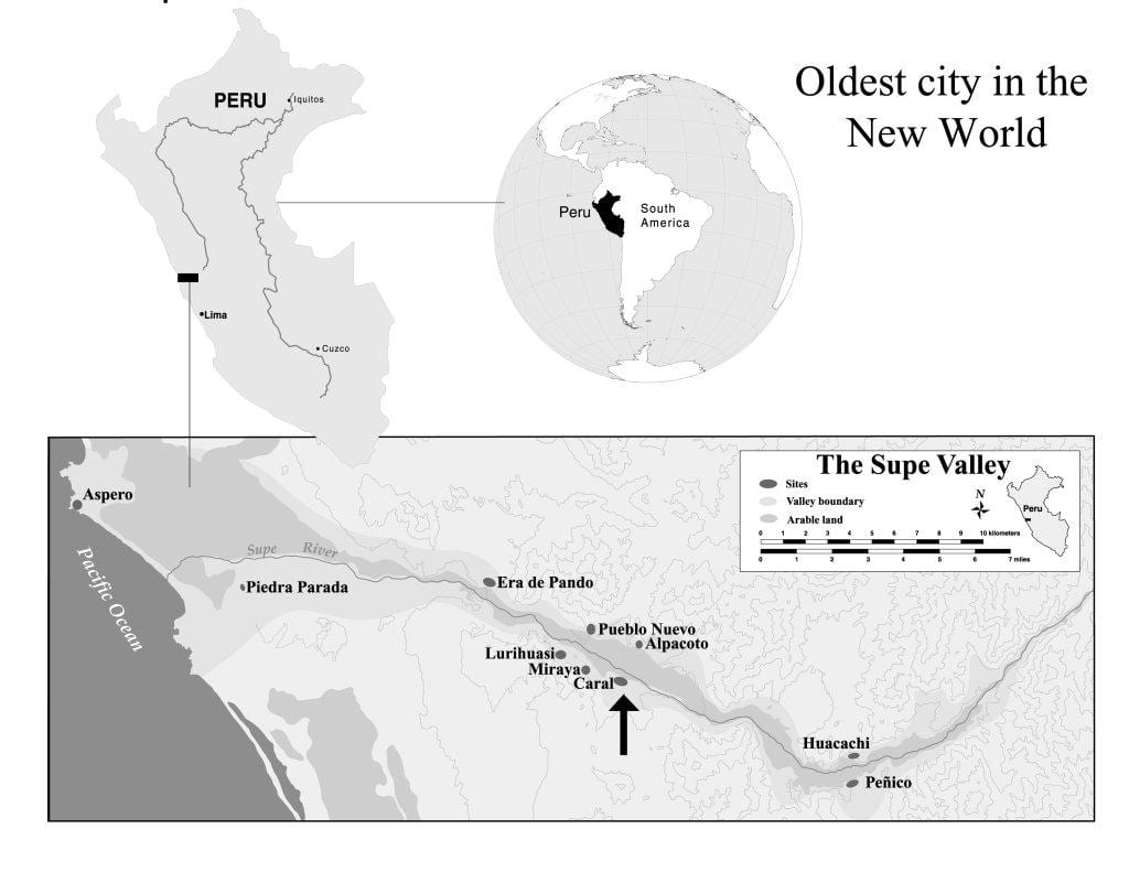 mapa карал Peru
