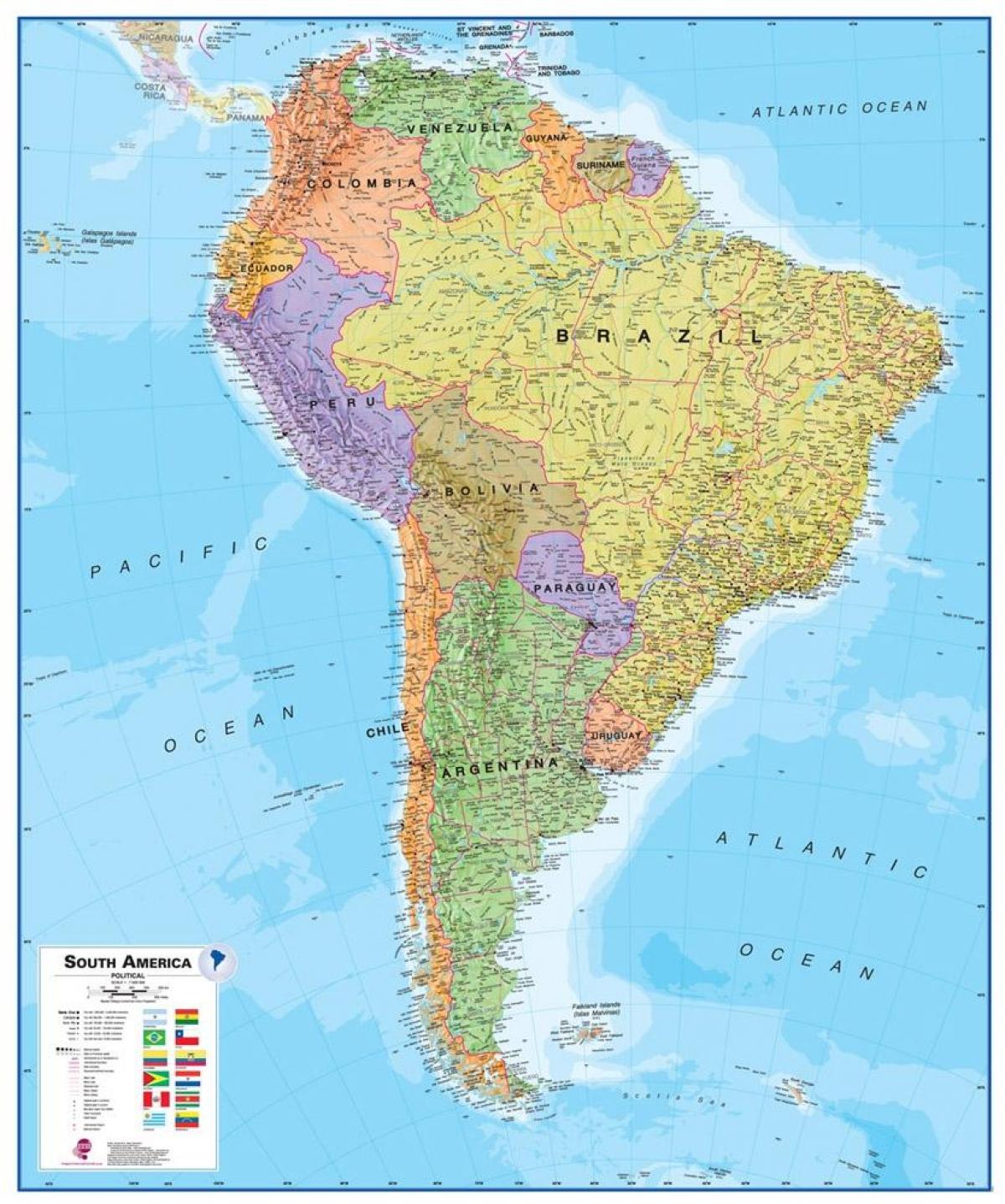 mapa Peru w Ameryce Południowej