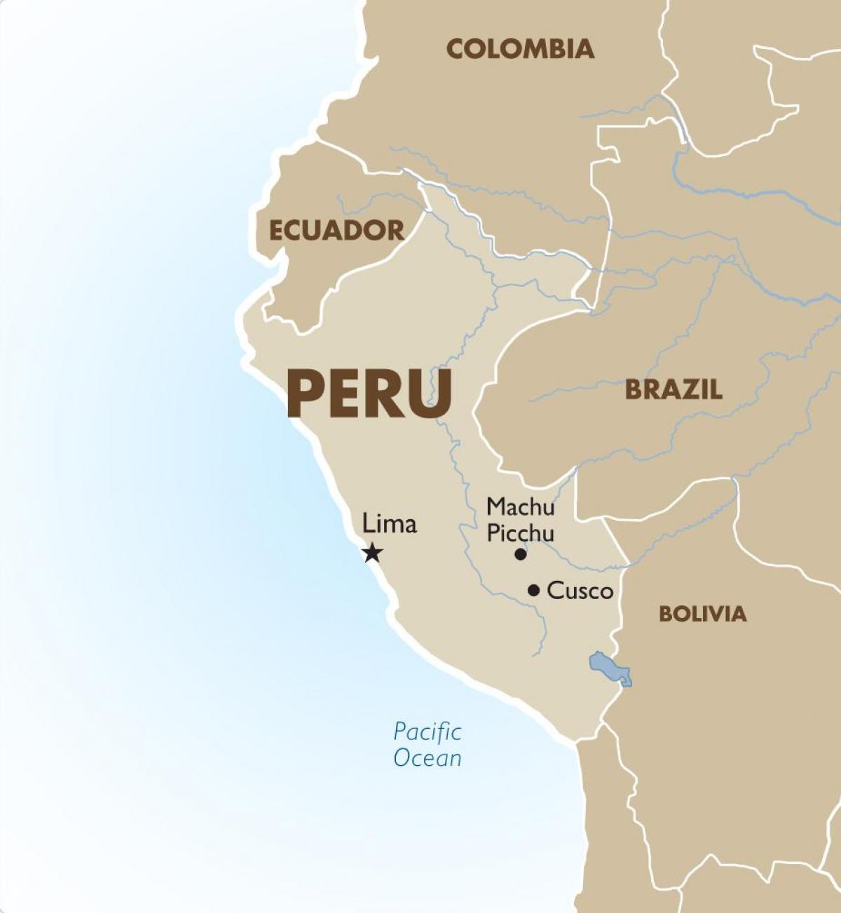 mapa Peru i krajów sąsiednich