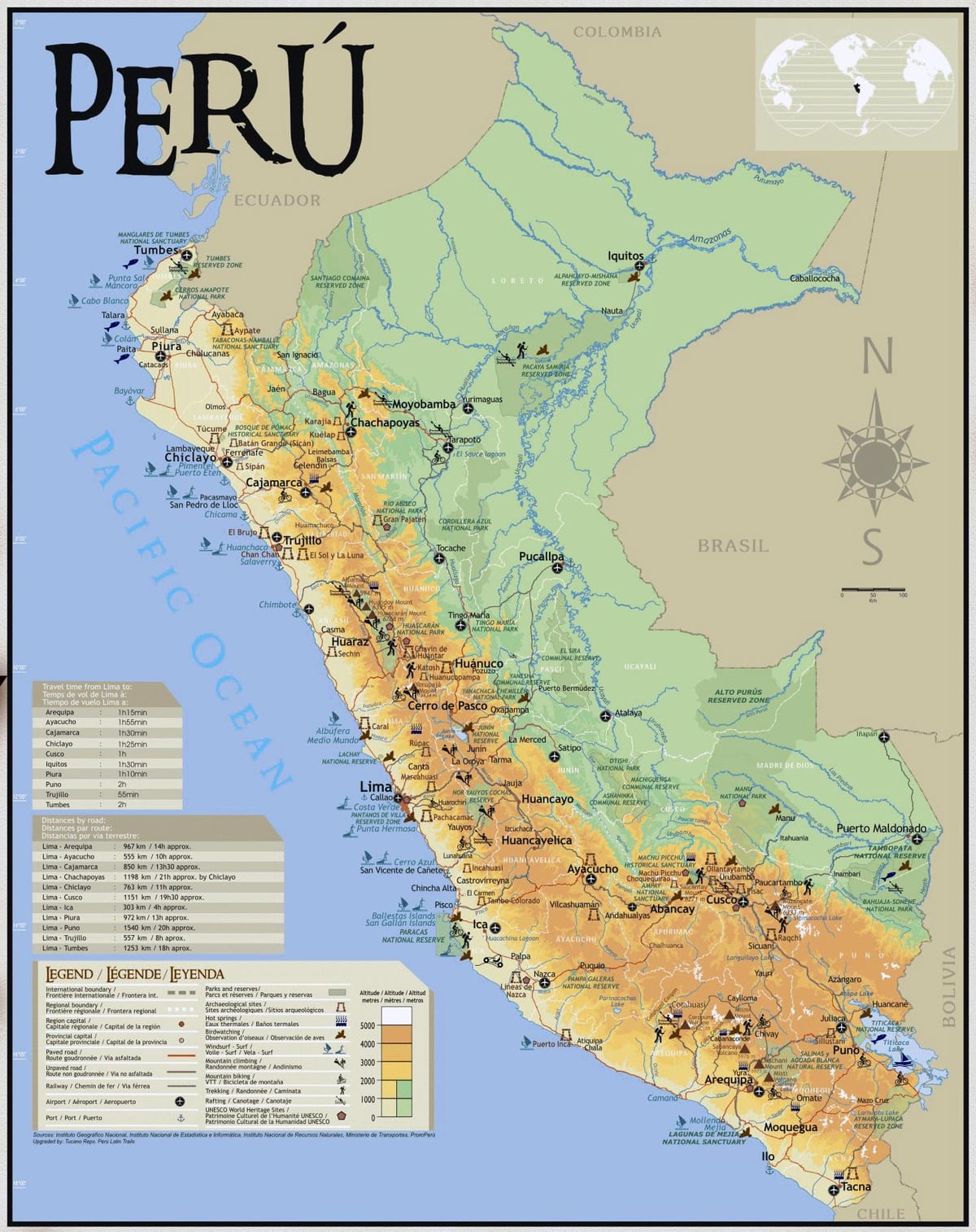 mapa Peru podróże