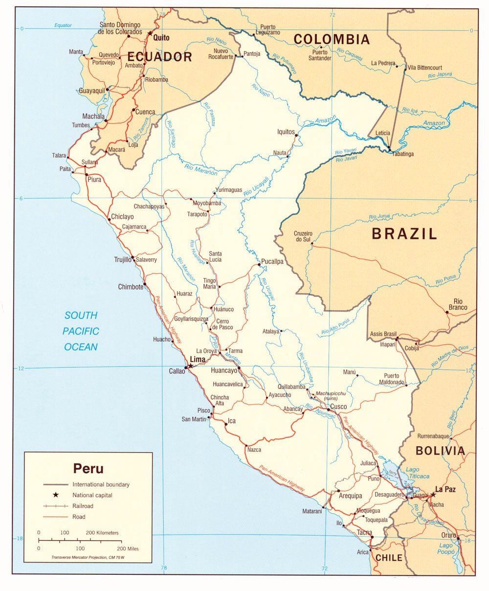 mapa Peru Zjednoczone