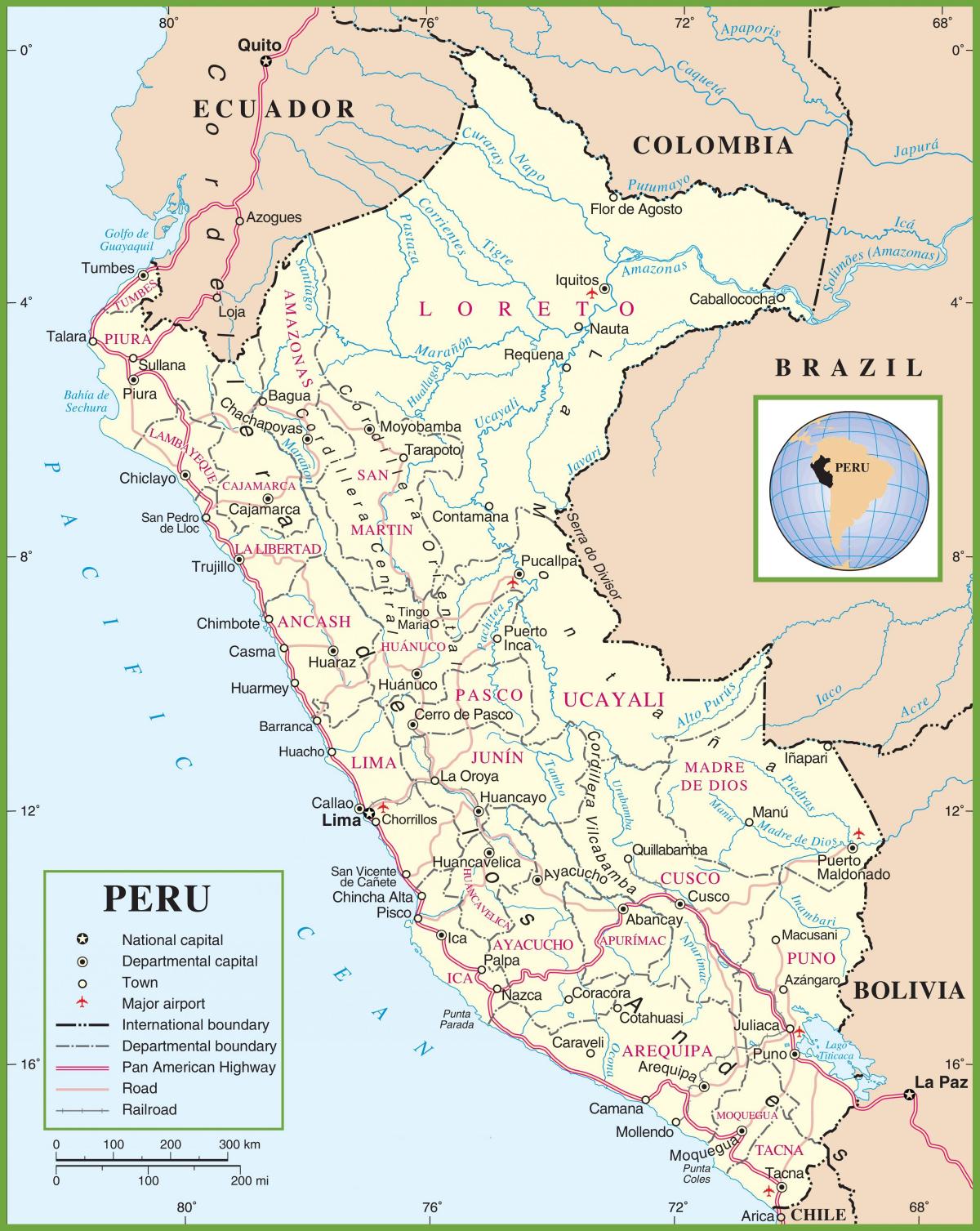 mapa polityczna mapa Peru