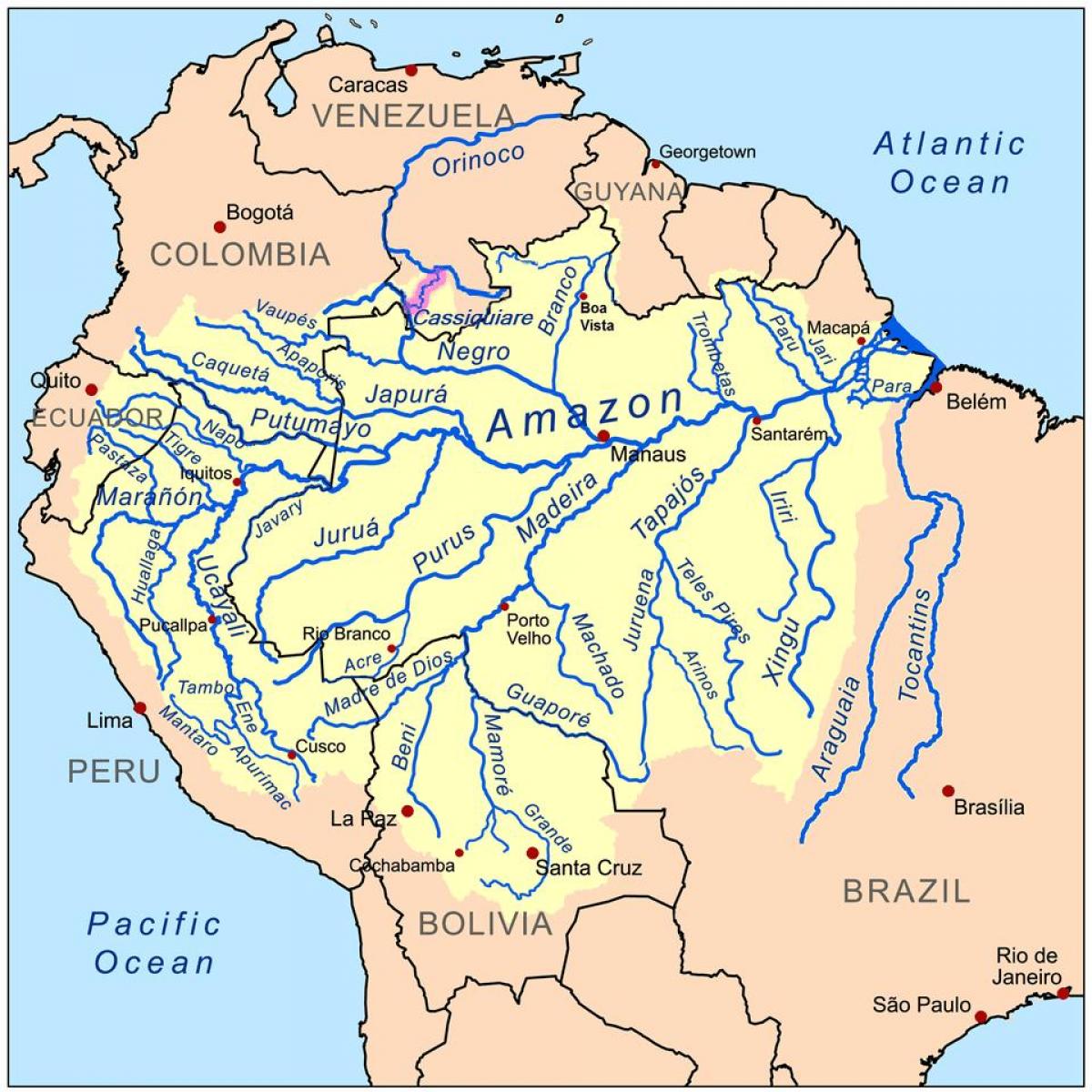 rzeki w Peru na mapie