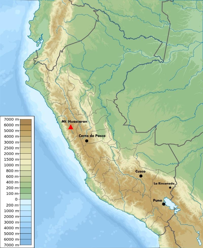 Mapa wysokościowa Peru