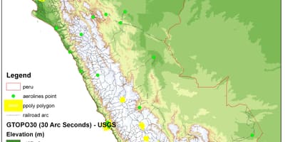 Mapa Peru wysokości